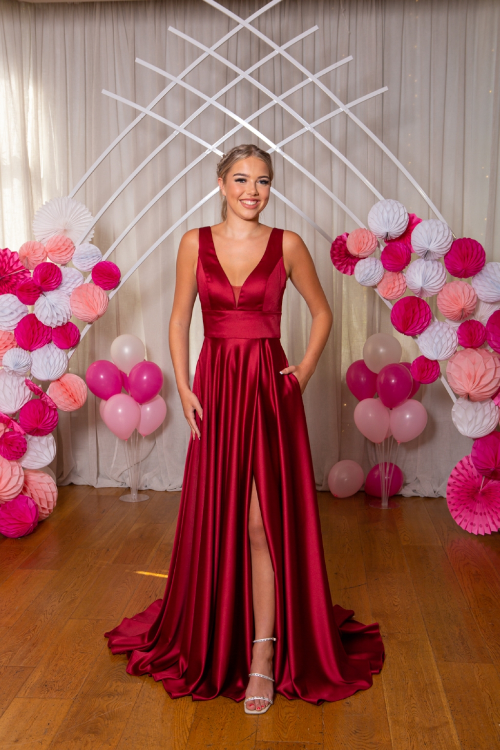PF9952 Burgundy Prom/Evening Dress