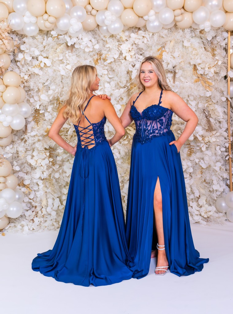 PF1113 French Navy Prom Evening Dress Prom Frocks UK